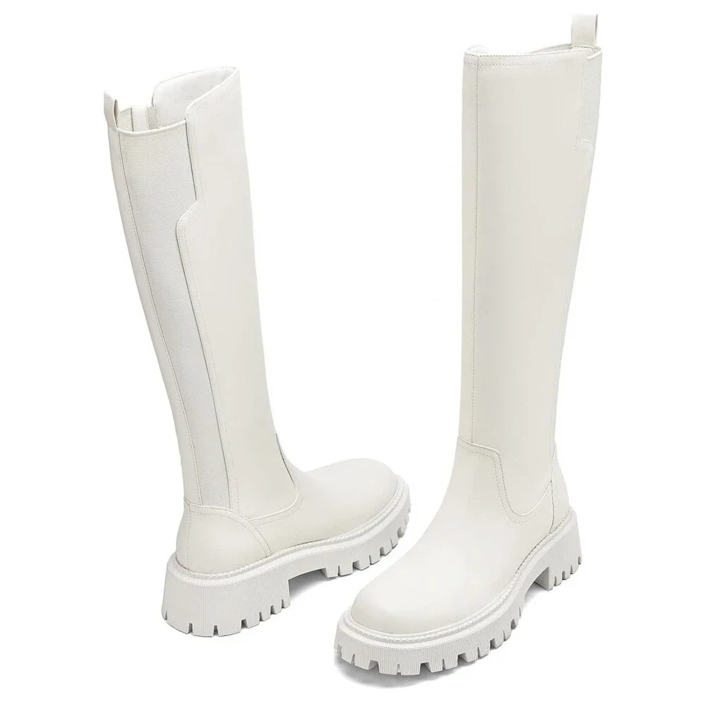 TEAIEUI Women's Knee High Boots Fashion Platform Lug Sole Tall Riding Boots Sz 8